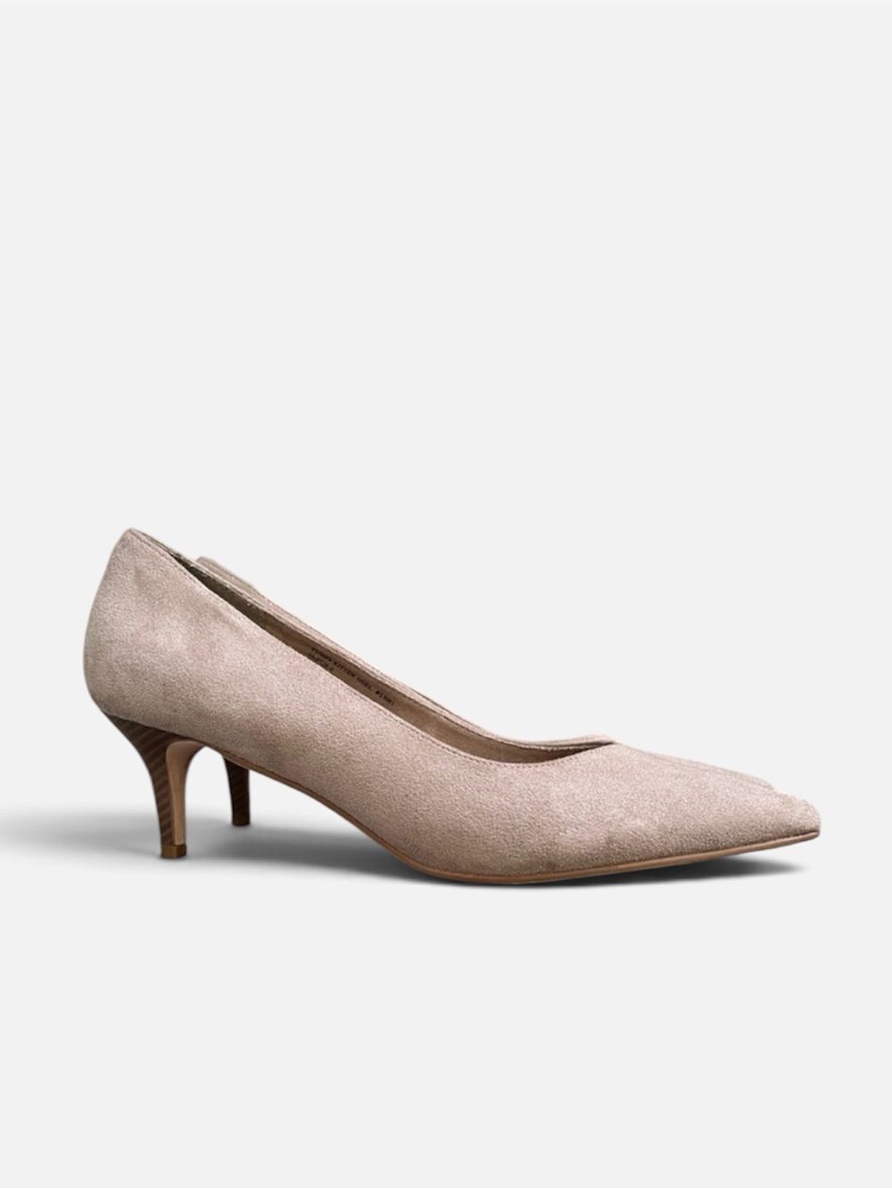 Ellos Pointed-toe Vegan Suede Kitten Heel Pump in Taupe Size 9.5 M